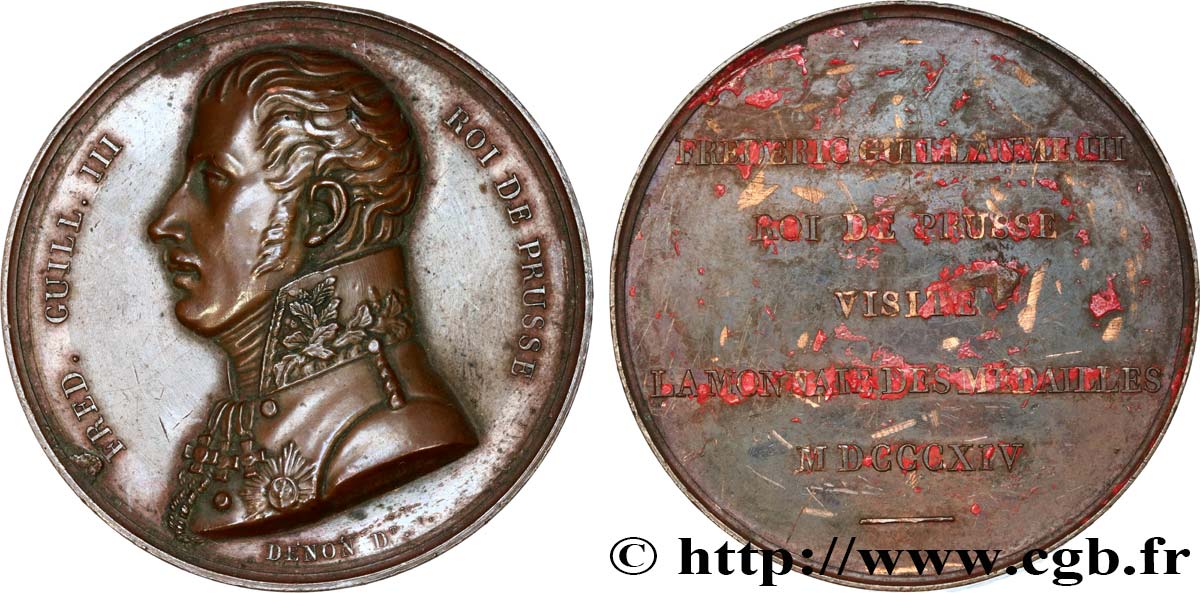 PREMIER EMPIRE Médaille, Visite du roi de Prusse à la Monnaie des Médailles TTB+/TB