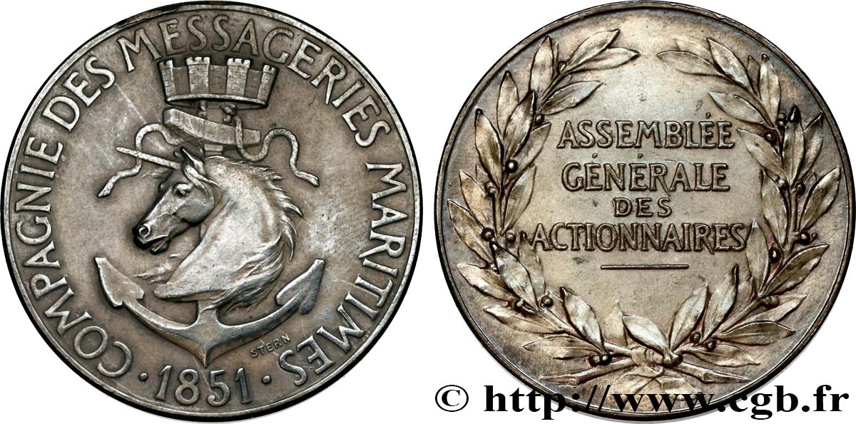 SECOND EMPIRE Médaille de la Compagnie des messageries maritimes AU