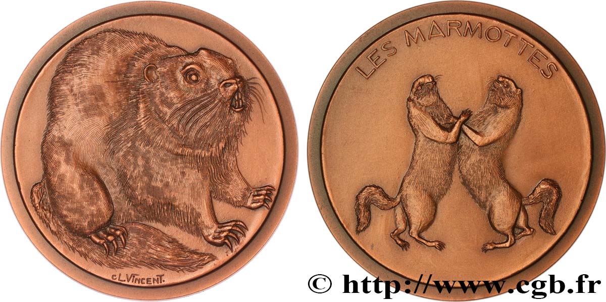 ANIMALS Médaille animalière - Marmottes EBC