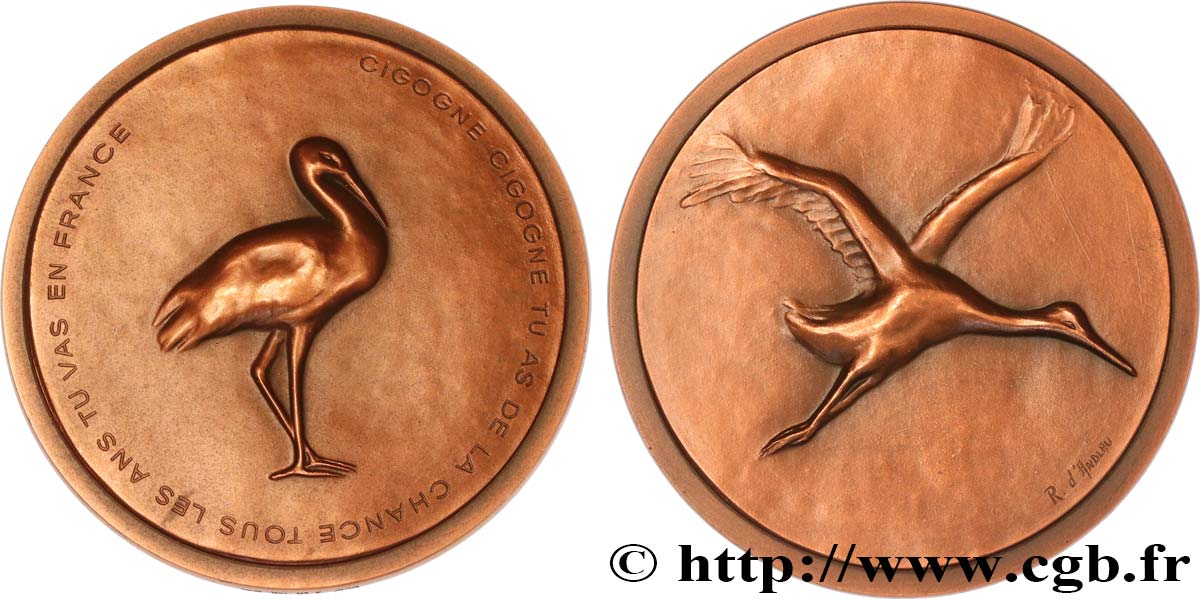 ANIMALS Médaille animalière - Cigogne AU