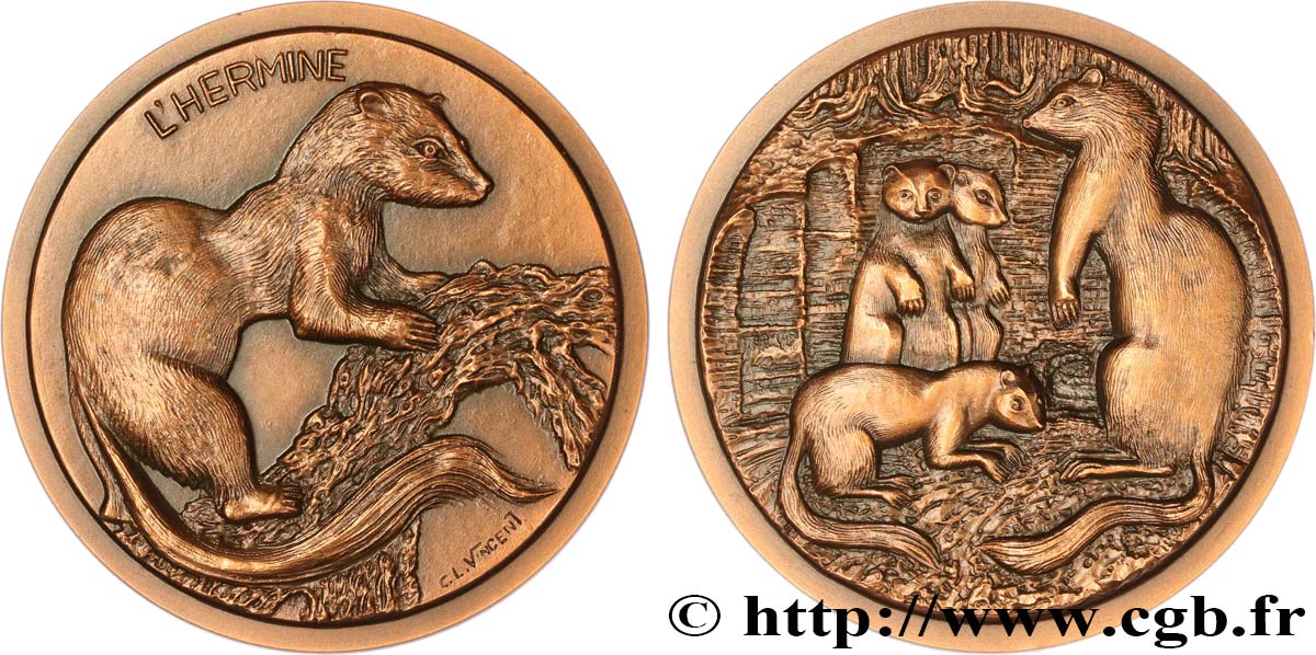 ANIMALS Médaille animalière - Hermine AU