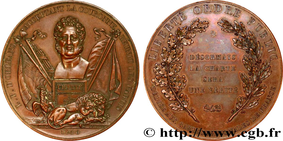 LUIS FELIPE I Médaille de la Charte de 1830 accession de Louis-Philippe EBC