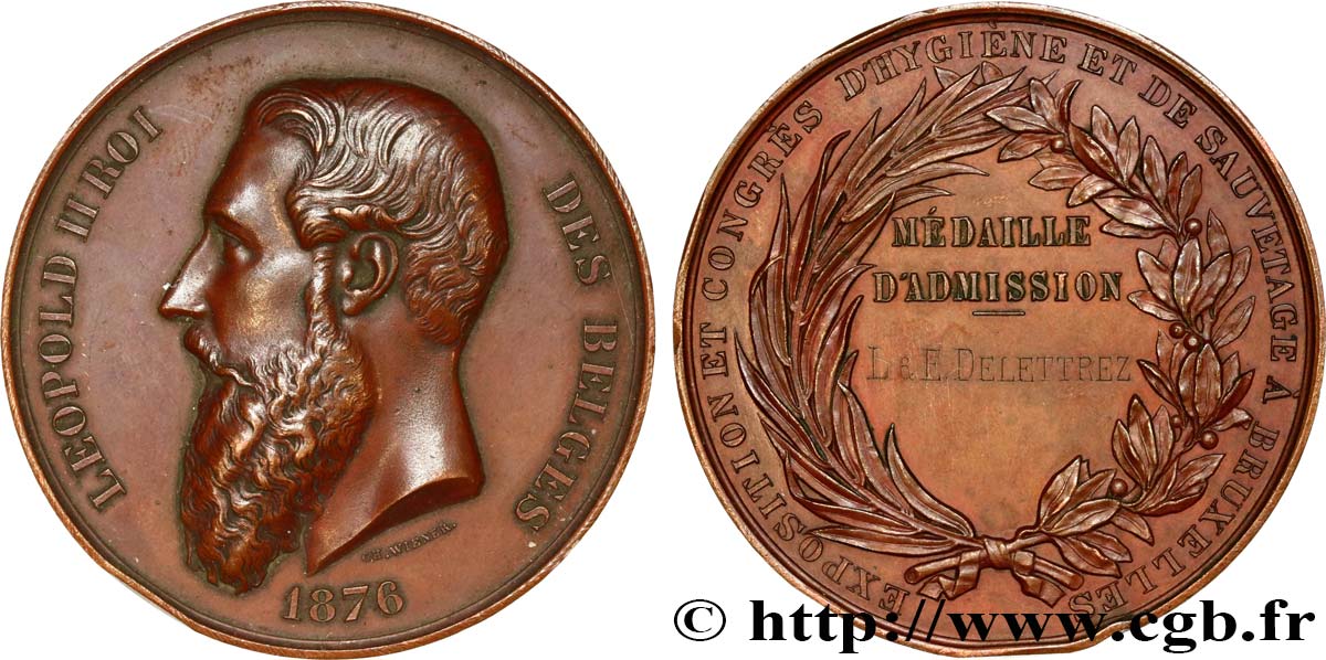 BELGIUM - KINGDOM OF BELGIUM - LEOPOLD II Médaille d’admission, Exposition et congrès d’hygiène et de sauvetage AU