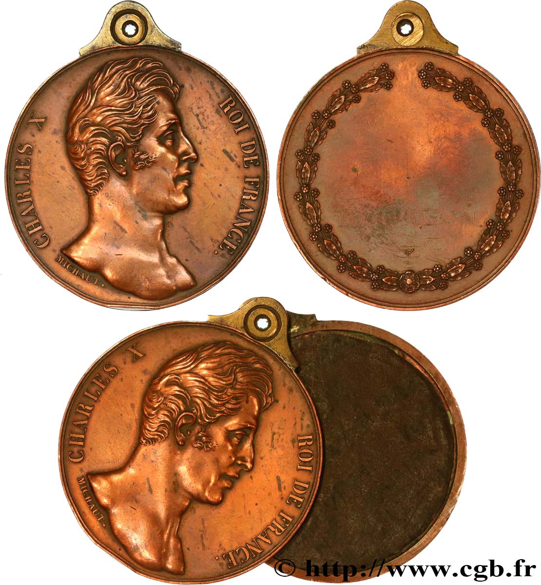 CARLO X Médaille de Charles X - transformée en boîte q.SPL