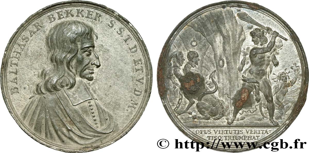 NETHERLANDS - UNITED PROVINCES Médaille satyrique du pasteur Balthazar Bekker AU