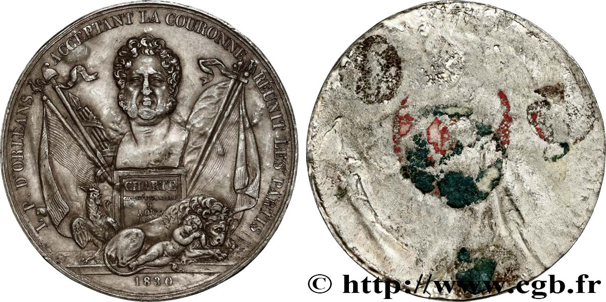 LOUIS-PHILIPPE Ier Médaille, Charte de 1830 accession de Louis-Philippe - avers en plomb TTB+