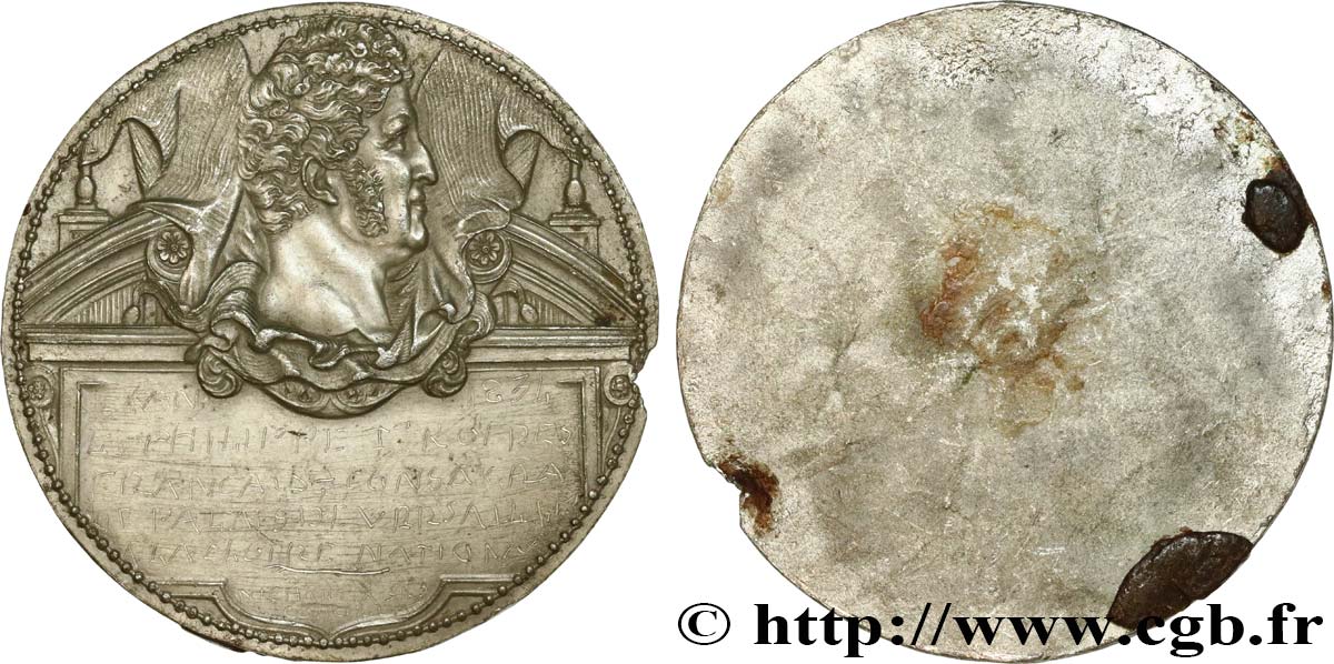 LUDWIG PHILIPP I Médaille de consécration du palais de Versailles - avers en plomb VZ