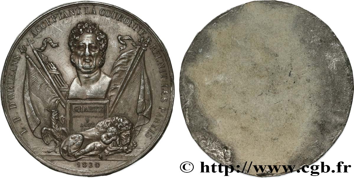 LOUIS-PHILIPPE Ier Médaille de la Charte de 1830 accession de Louis-Philippe - avers en plomb TTB+