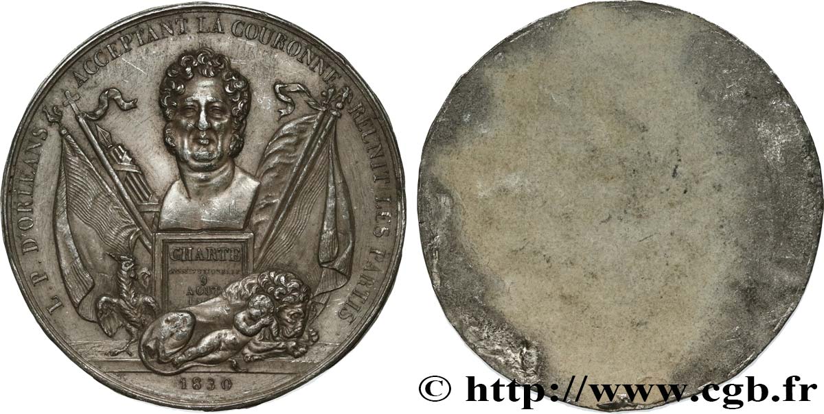 LOUIS-PHILIPPE I Médaille de la Charte de 1830 accession de Louis-Philippe - avers en plomb AU