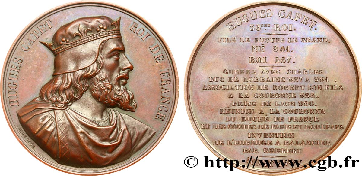 LOUIS-PHILIPPE Ier Médaille du roi Hugues Capet TTB+