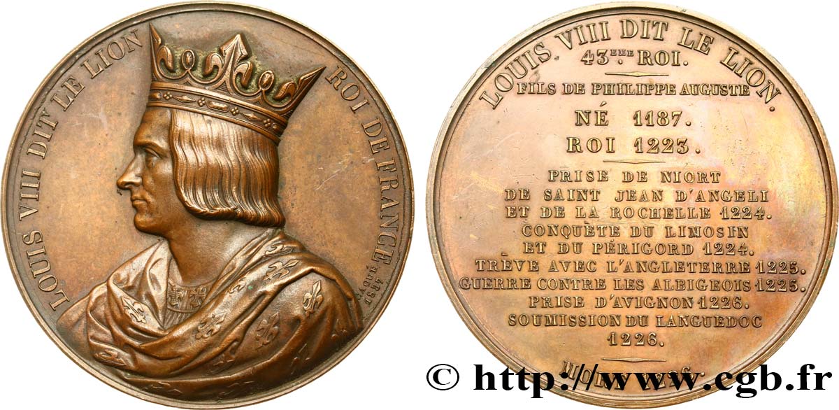 LOUIS-PHILIPPE I Médaille du roi Louis VIII le Lion AU