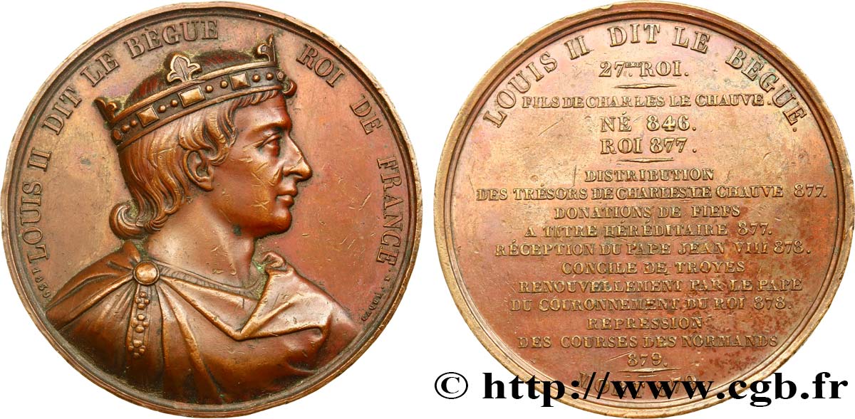 LOUIS-PHILIPPE I Médaille du roi Louis II le Bègue XF