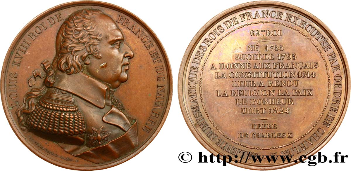 LOUIS-PHILIPPE Ier Médaille du roi Louis XVIII TTB+