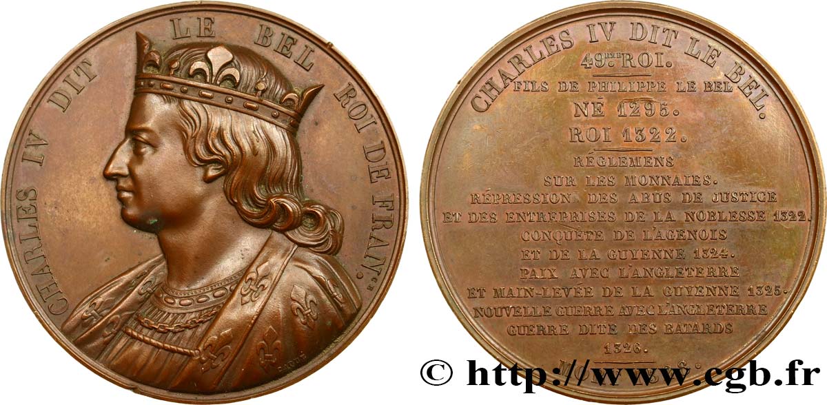 LOUIS-PHILIPPE Ier Médaille du roi Charles IV le Bel TTB+