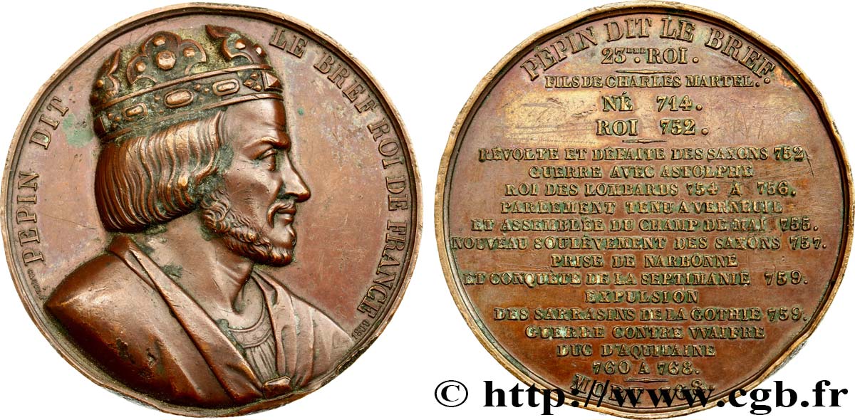 LOUIS-PHILIPPE Ier Médaille, Roi Pépin le Bref TTB