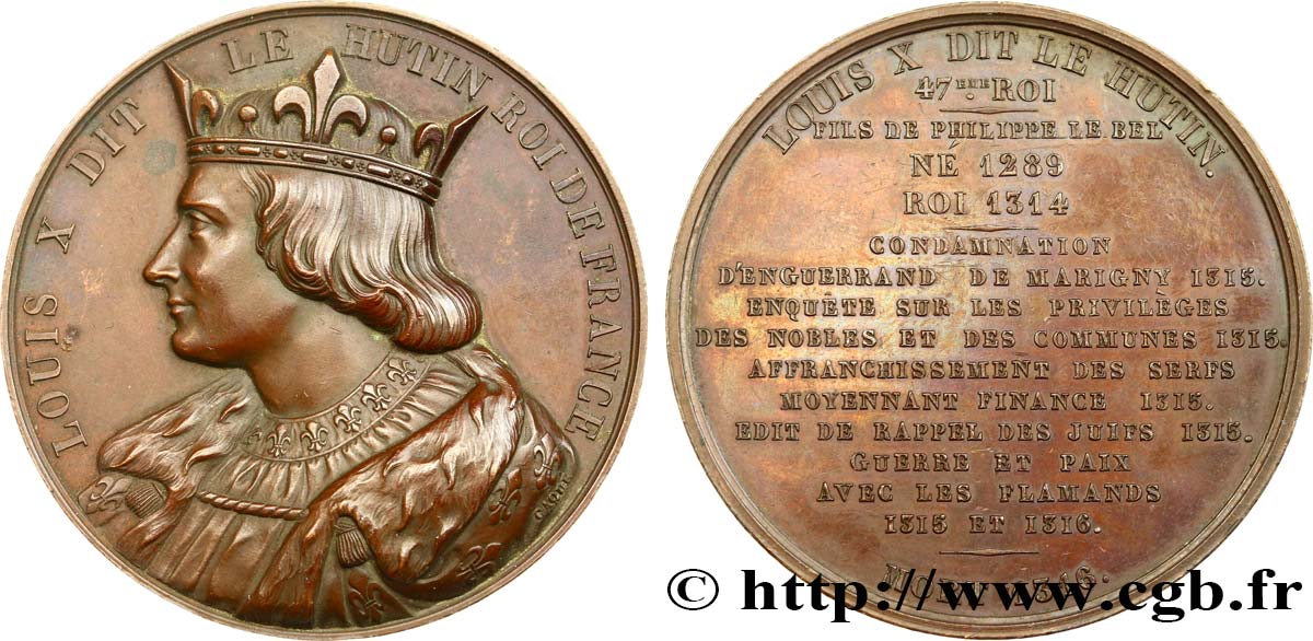 LUIGI FILIPPO I Médaille, Louis X le Hutin q.SPL