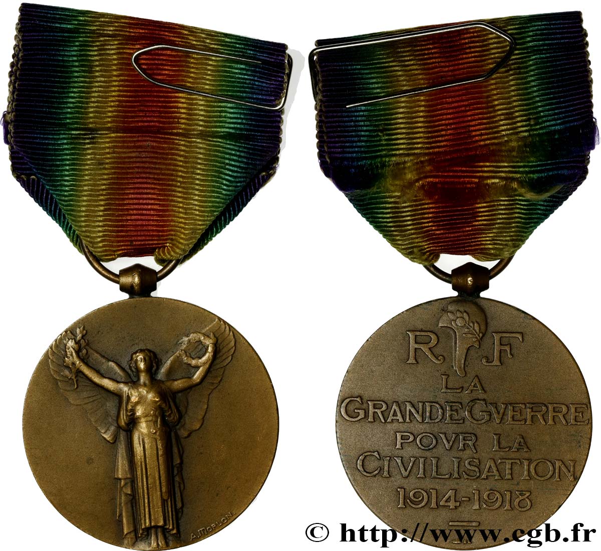III REPUBLIC Médaille commémorative interalliée de la Victoire, Grande Guerre 1914-1918 XF
