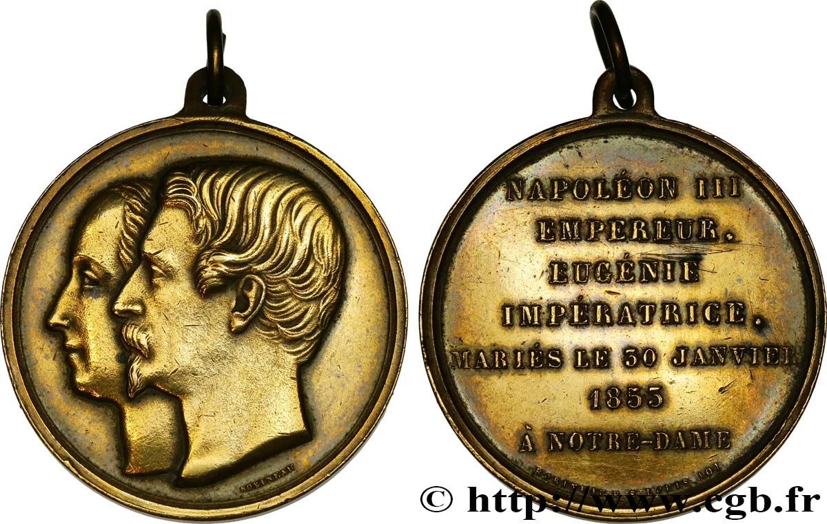 AMOUR ET MARIAGE Médaille, Mariage de Napoléon III et d’Eugénie TTB