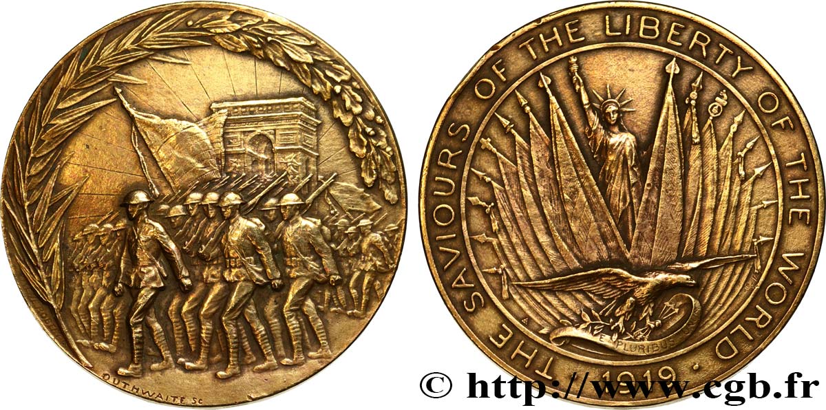 III REPUBLIC Médaille des libérateurs de la première guerre mondiale XF