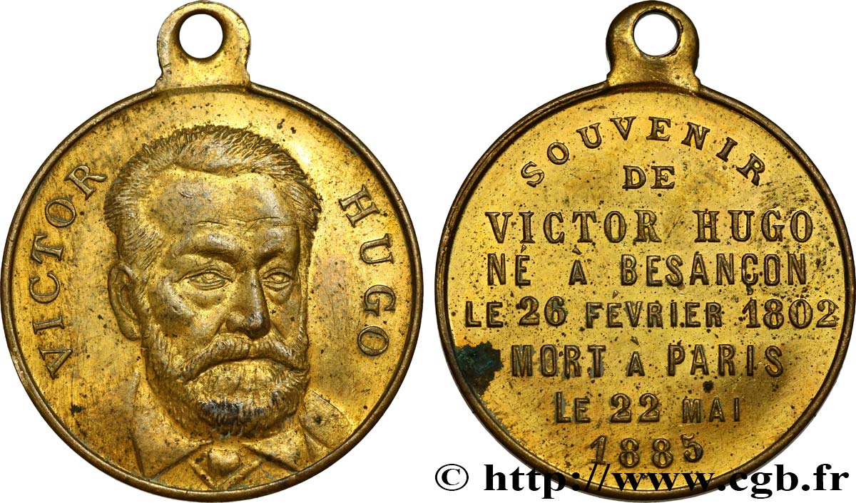 LITTÉRATURE : ÉCRIVAINS/ÉCRIVAINES - POÈTES Médaillette de Victor Hugo TTB+