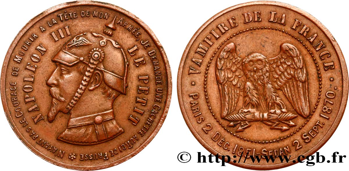 SATIRIQUES - GUERRE DE 1870 ET BATAILLE DE SEDAN Monnaie satirique Br 32, module de 10 centimes TTB+