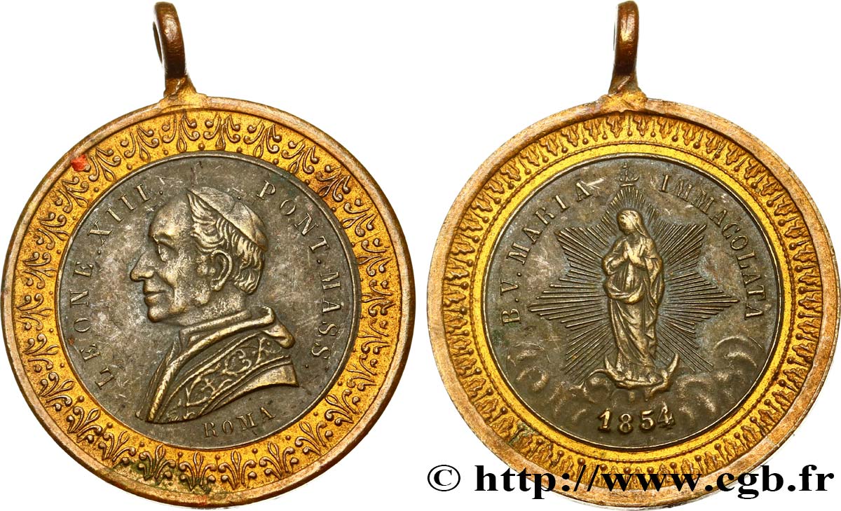 ITALY - PAPAL STATES - LEO XIII (Vincenzo Gioacchino Pecci) Médaille, Fête de l’Immaculée Conception XF