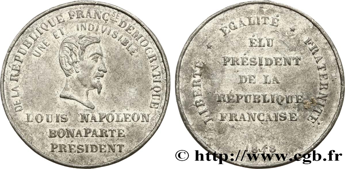 DEUXIÈME RÉPUBLIQUE Médaille, Élection du président Louis Napoléon Bonaparte q.SPL/BB