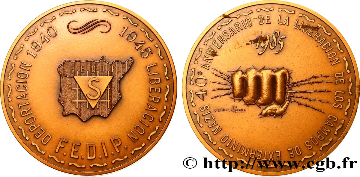 ESPAGNE Médaille, 40e anniversaire de la Libération des camps de concentration SUP