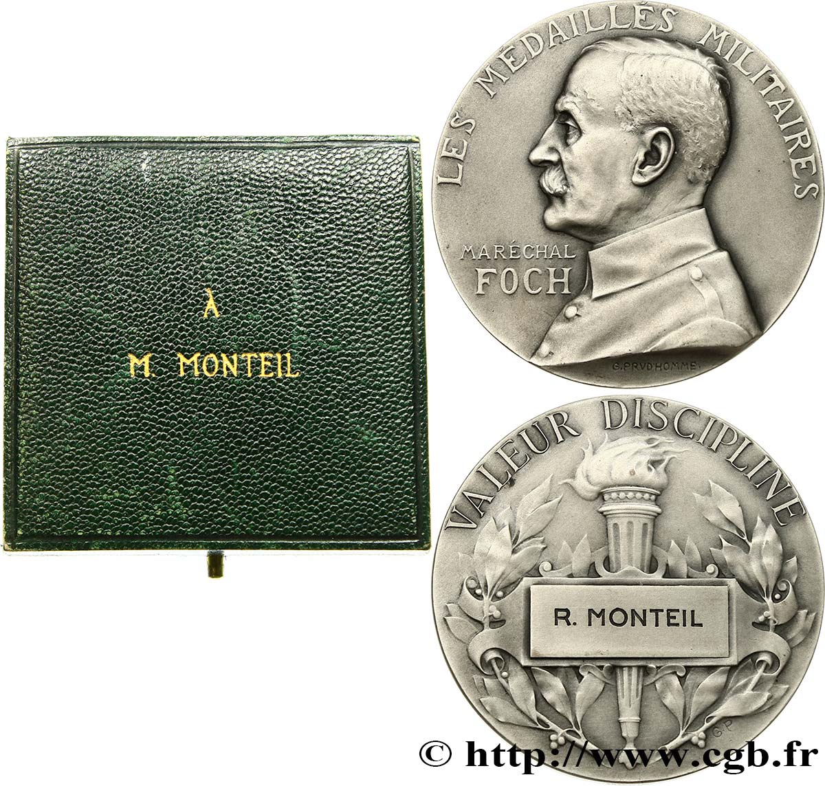 TROISIÈME RÉPUBLIQUE Médaille, Maréchal Foch, Valeur discipline SUP