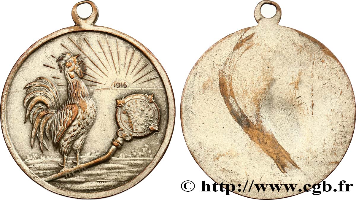 III REPUBLIC Médaille, le coq français gagne sur l’aigle allemand XF