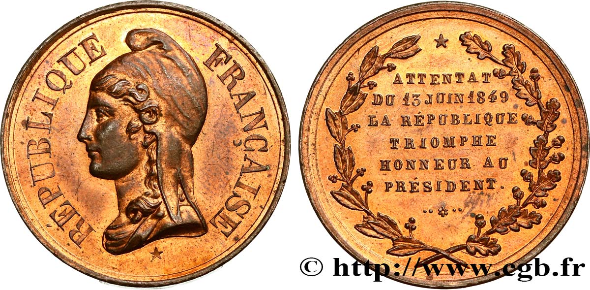 DEUXIÈME RÉPUBLIQUE Médaille du 13 juin 1849, Émeute des Arts et Métiers TTB+