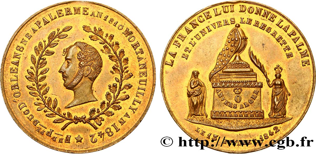 LUIS FELIPE I Médaille pour la mort de Ferdinand Philippe, Duc d’Orléans EBC