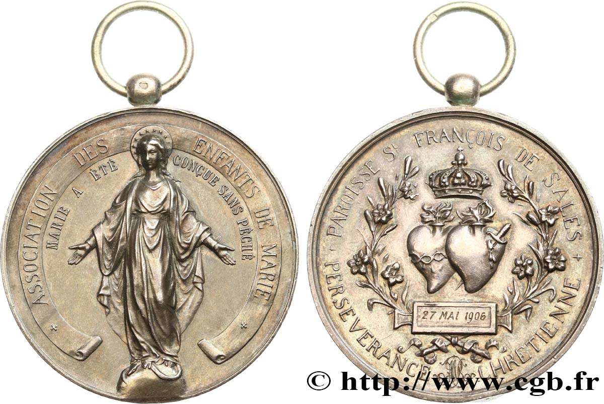 MÉDAILLES RELIGIEUSES Médaille de récompense, Association des enfants de  Marie fme_469403 Médailles