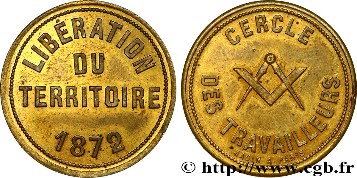 FREEMASONRY Médaille maçonnique, cercle des travailleurs AU