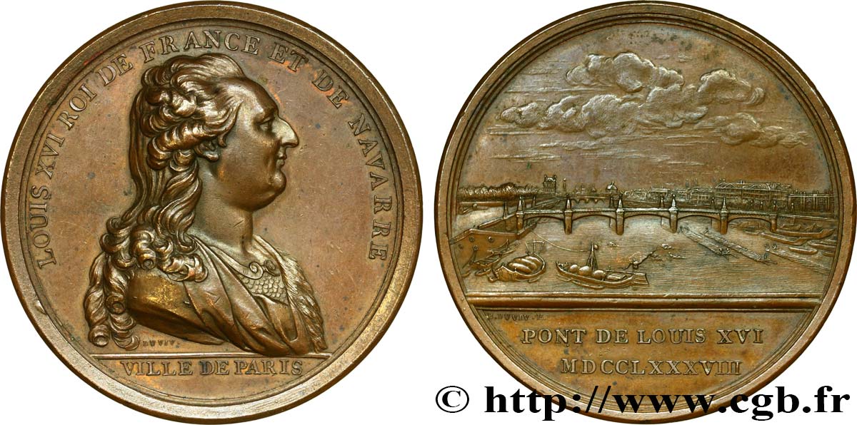 LOUIS XVI Médaille du pont de Louis XVI MBC+