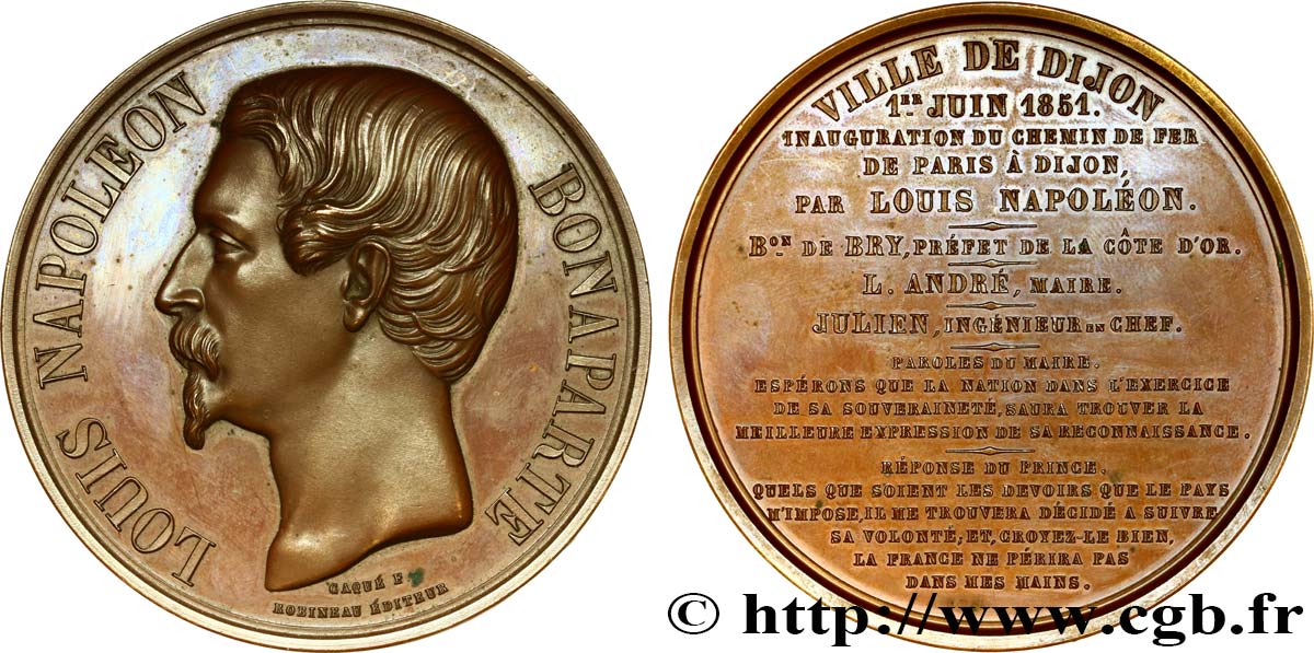 DEUXIÈME RÉPUBLIQUE Médaille du chemin de fer de Dijon SUP
