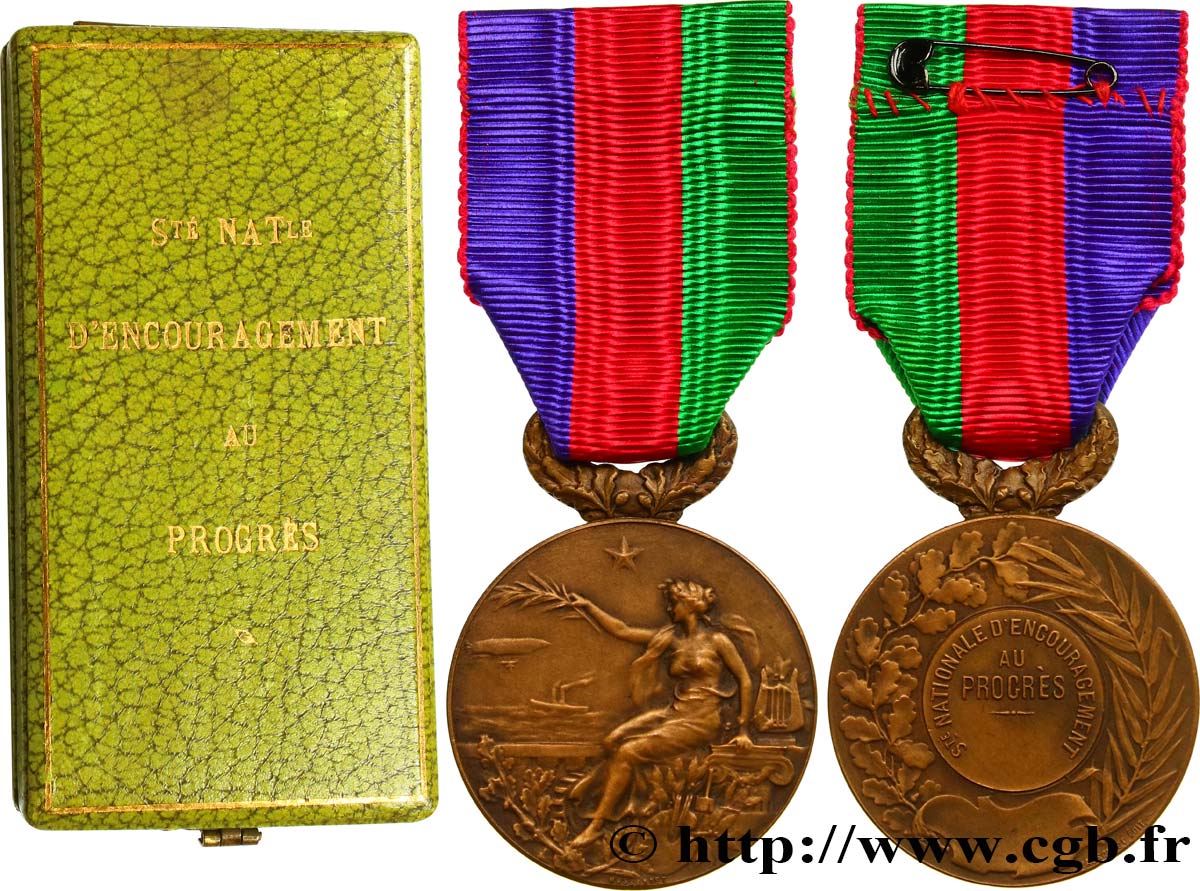 TROISIÈME RÉPUBLIQUE Médaille de bronze, Société nationale d’encouragement au progrès TTB