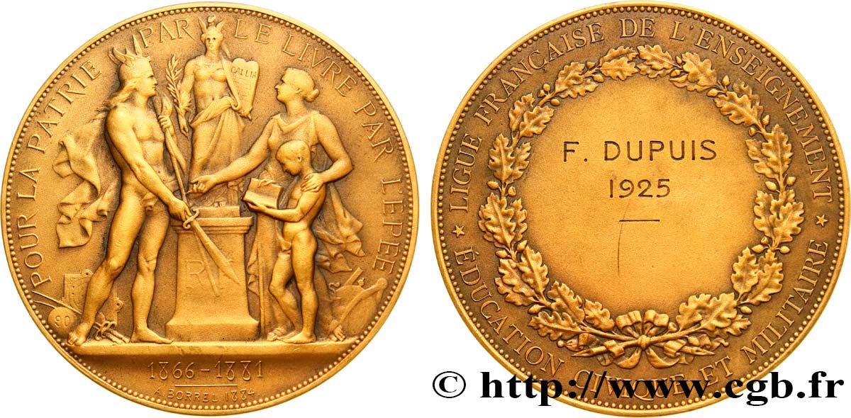 TERCERA REPUBLICA FRANCESA Médaille de récompense MBC+