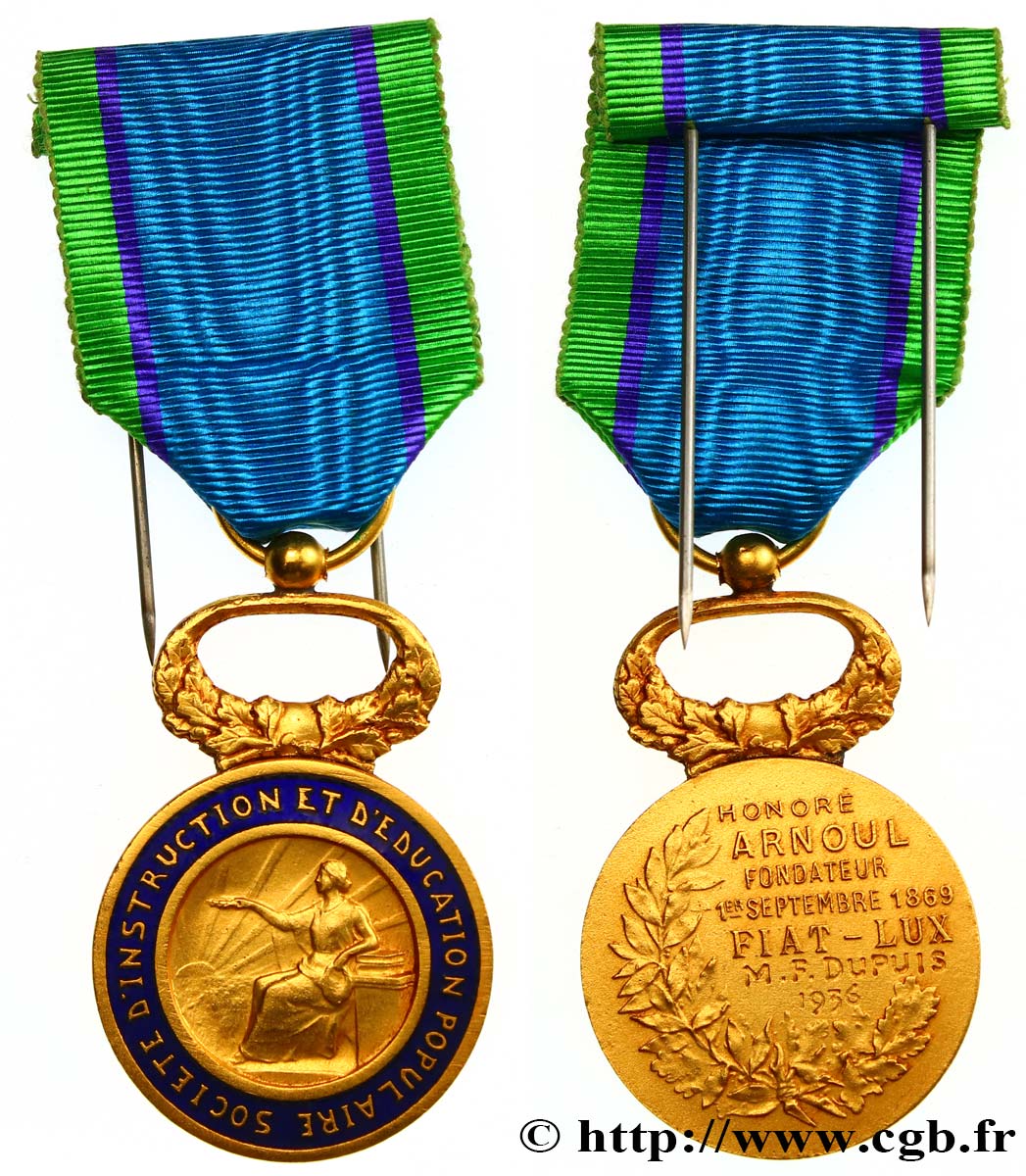 TROISIÈME RÉPUBLIQUE Médaille de bronze, Société d’instruction et d’éducation populaire SUP