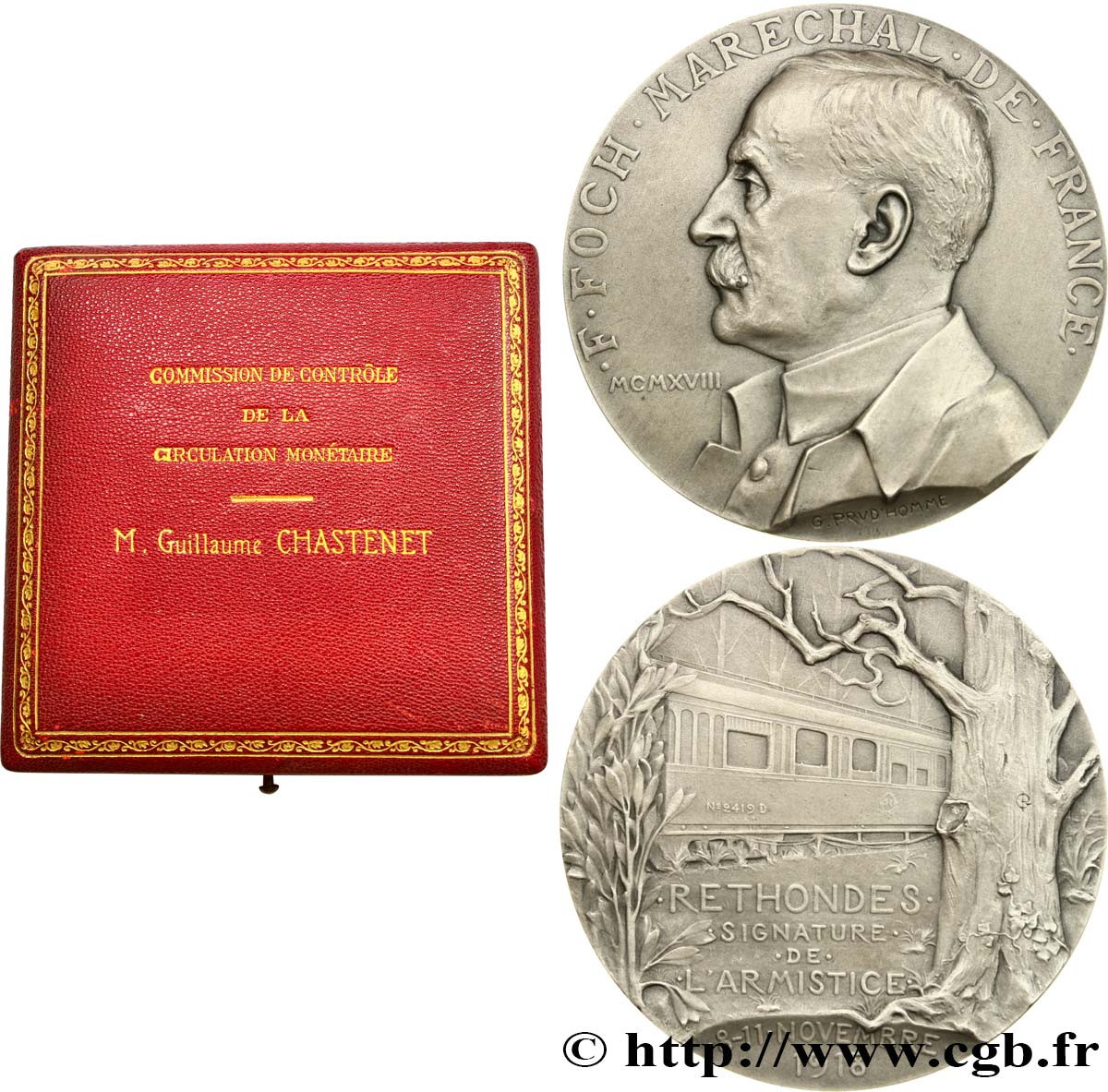 DRITTE FRANZOSISCHE REPUBLIK Médaille, Maréchal Foch, signature de l’Armistice VZ