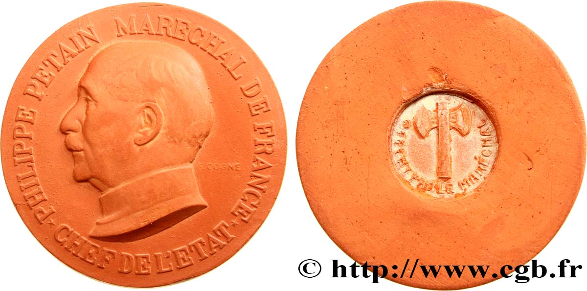 ÉTAT FRANÇAIS Médaille, Maréchal Pétain et la Francisque MBC
