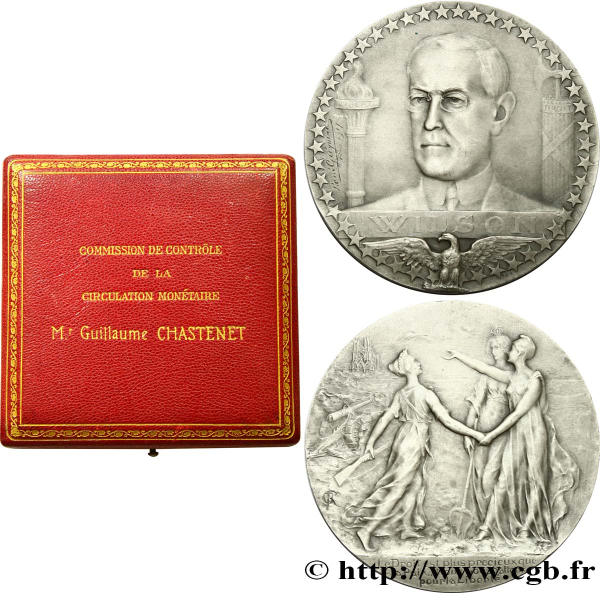 III REPUBLIC Médaille, Président Wilson AU