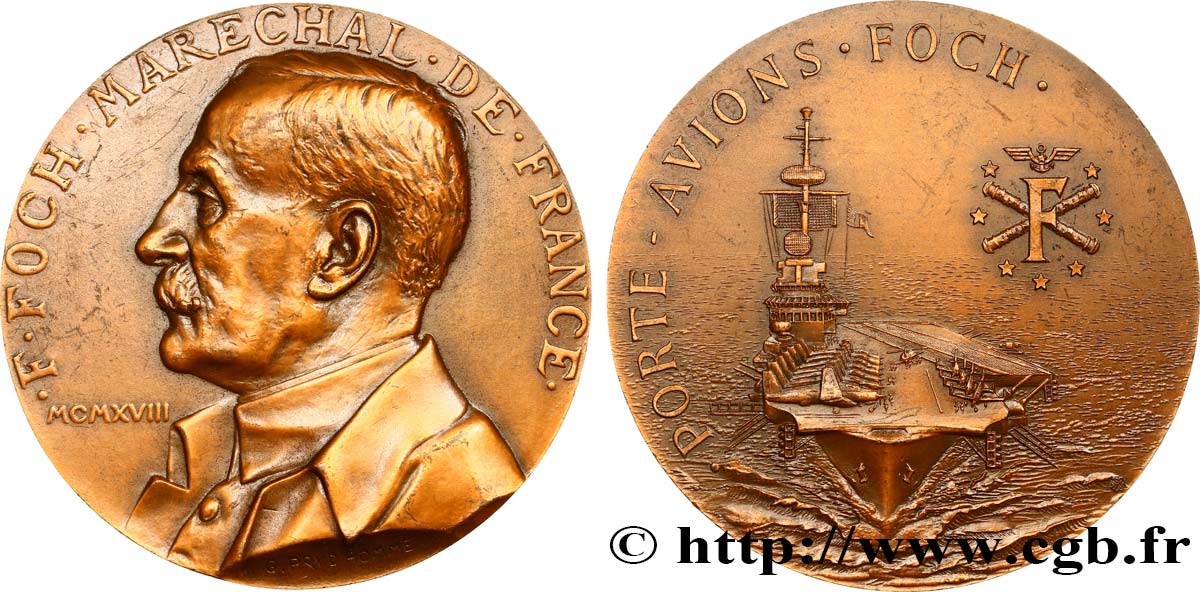 CINQUIÈME RÉPUBLIQUE Médaille, Lancement du Porte-avions Foch TTB+