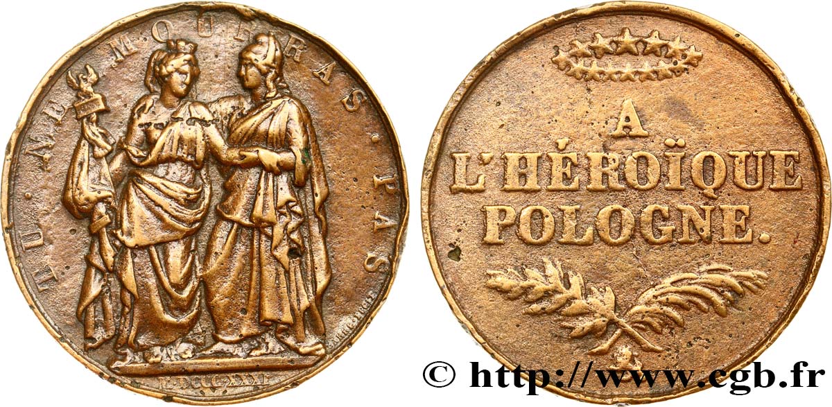 POLOGNE - INSURRECTION DE POLOGNE Médaille, l’Héroïque Pologne TB