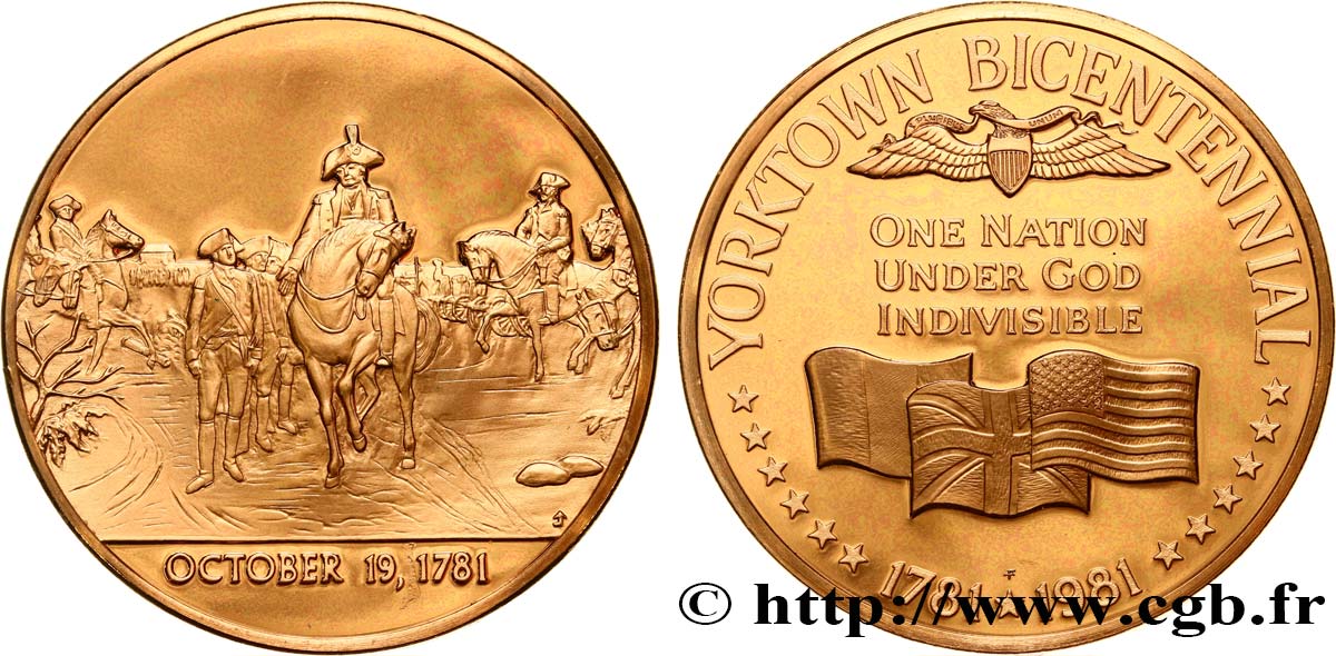 ÉTATS-UNIS D AMÉRIQUE Médaille, Bicentenaire de la Victoire des Insurgeants à Yorktown SUP