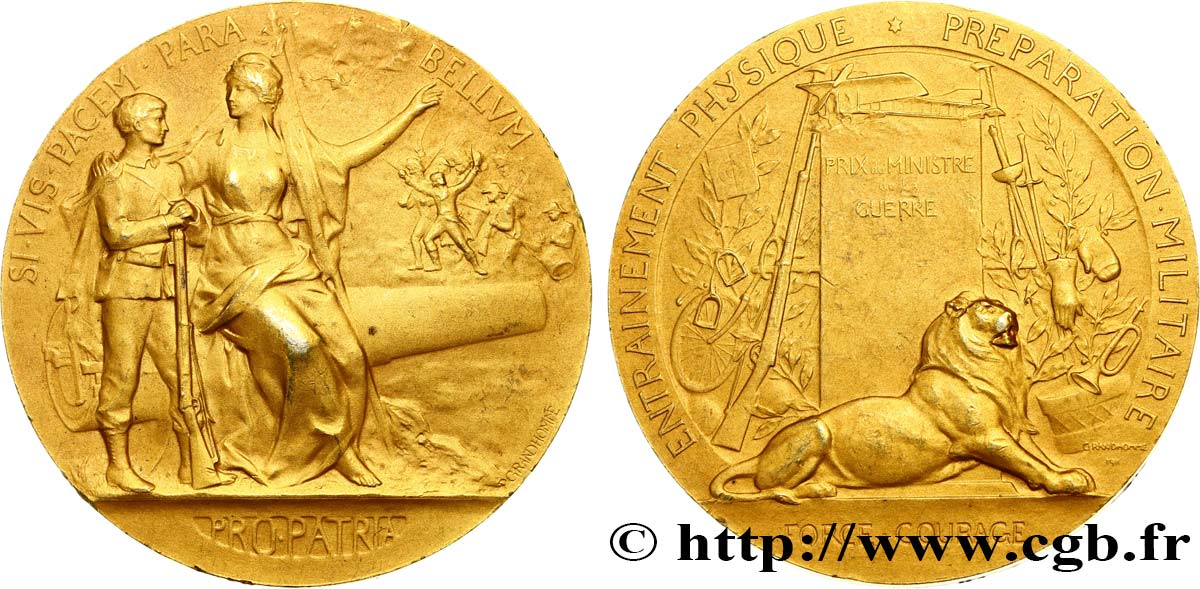 TERCERA REPUBLICA FRANCESA Médaille PRO PATRIA - Préparation militaire MBC