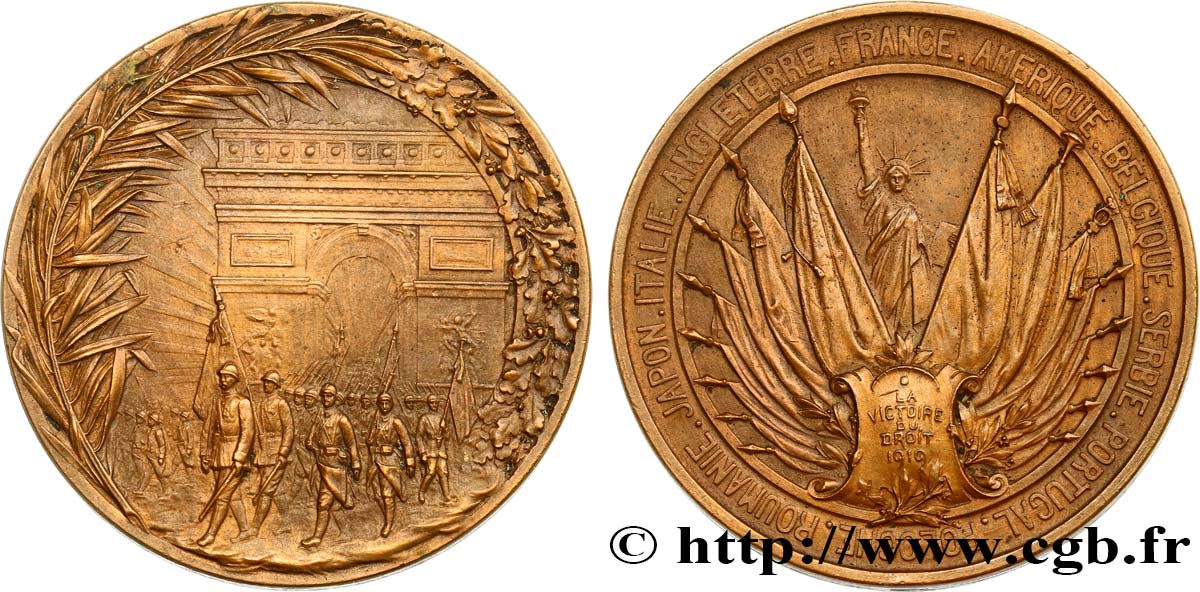III REPUBLIC Médaille, la Victoire du droit XF