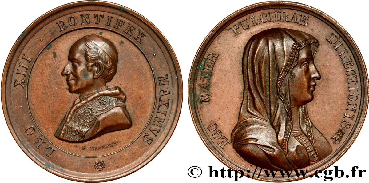 ITALY - PAPAL STATES - LEO XIII (Vincenzo Gioacchino Pecci) Médaille, Ego Mater Pulchrae Dilectionis AU