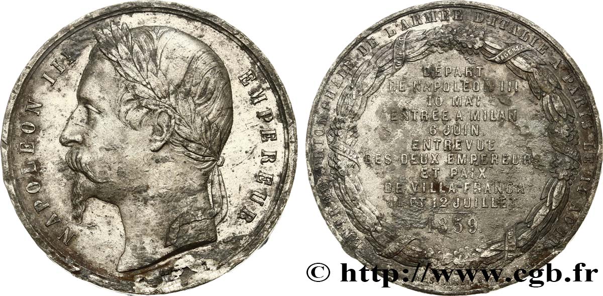 SECOND EMPIRE Médaille, Paix de Villa-Franca TB