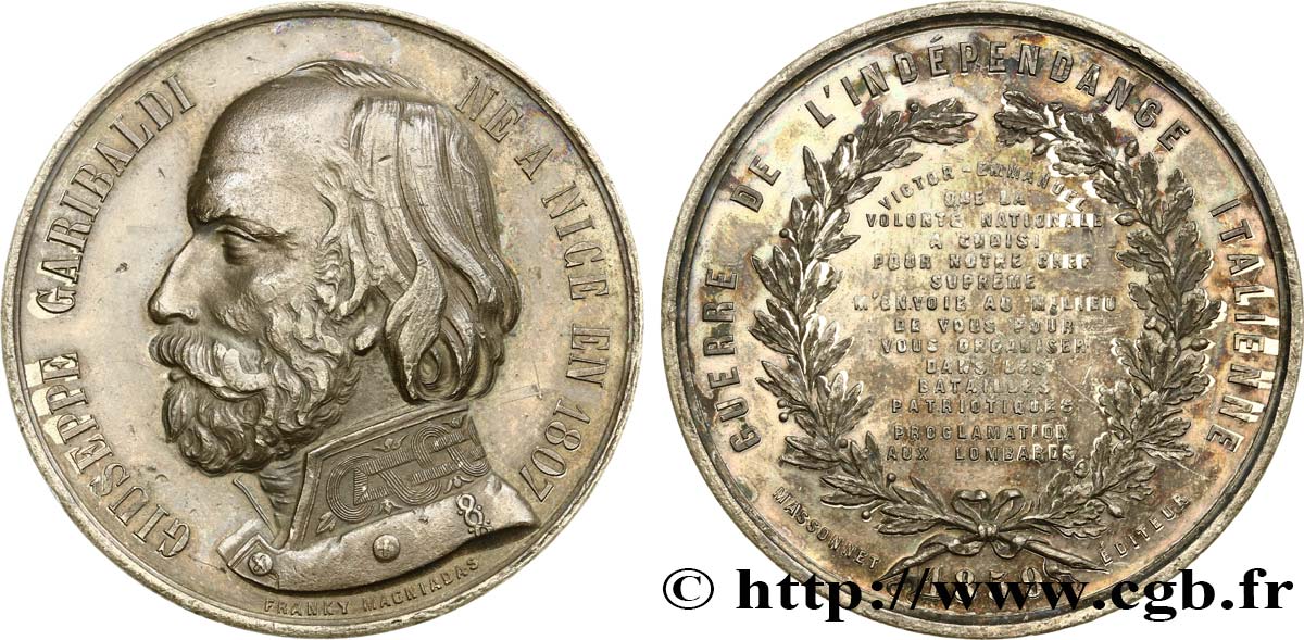 ITALY - VICTOR EMMANUEL III Médaille, Giuseppe Garibaldi, Guerre de l’indépendance italienne XF